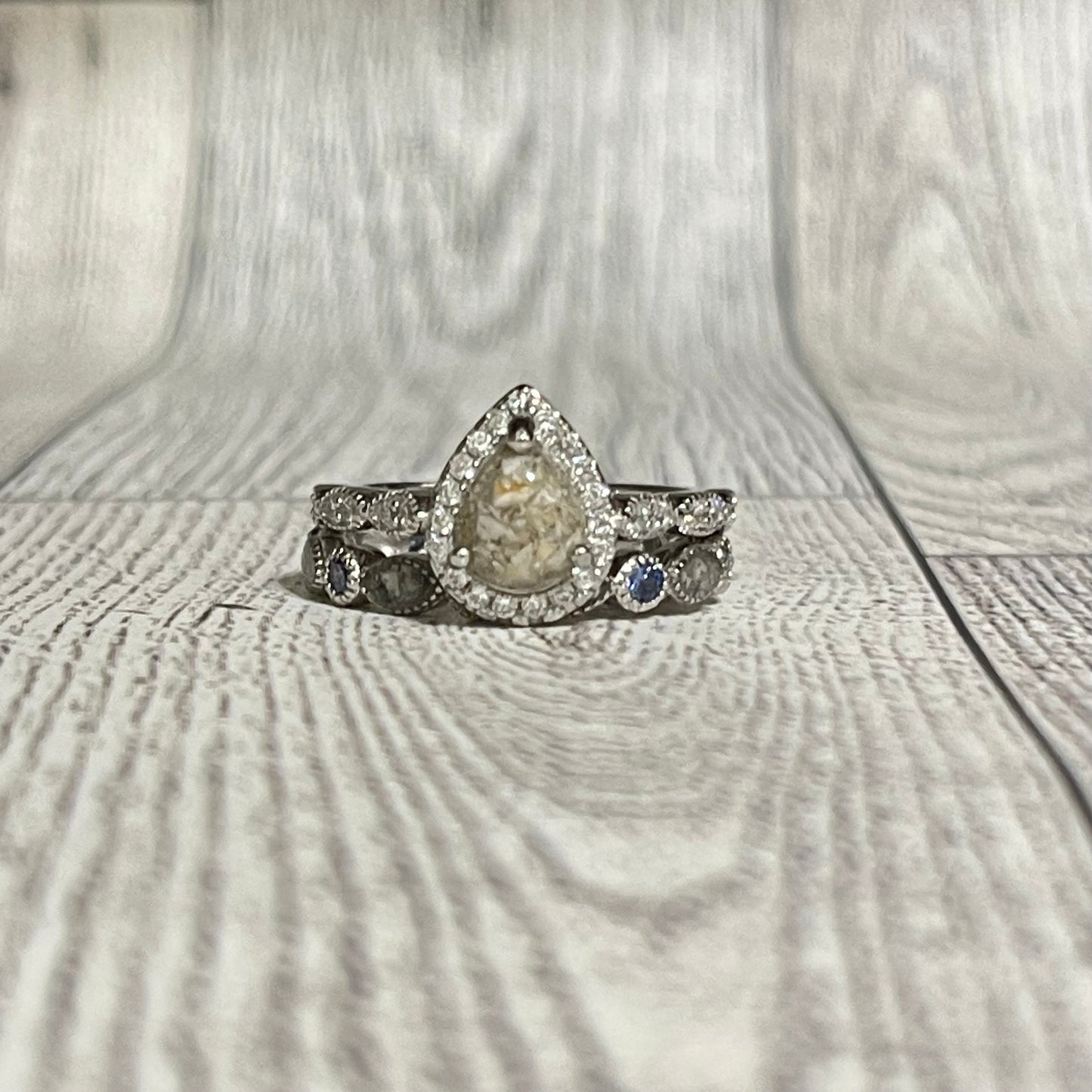Pear Shaped Ring with Birthstone Stacker