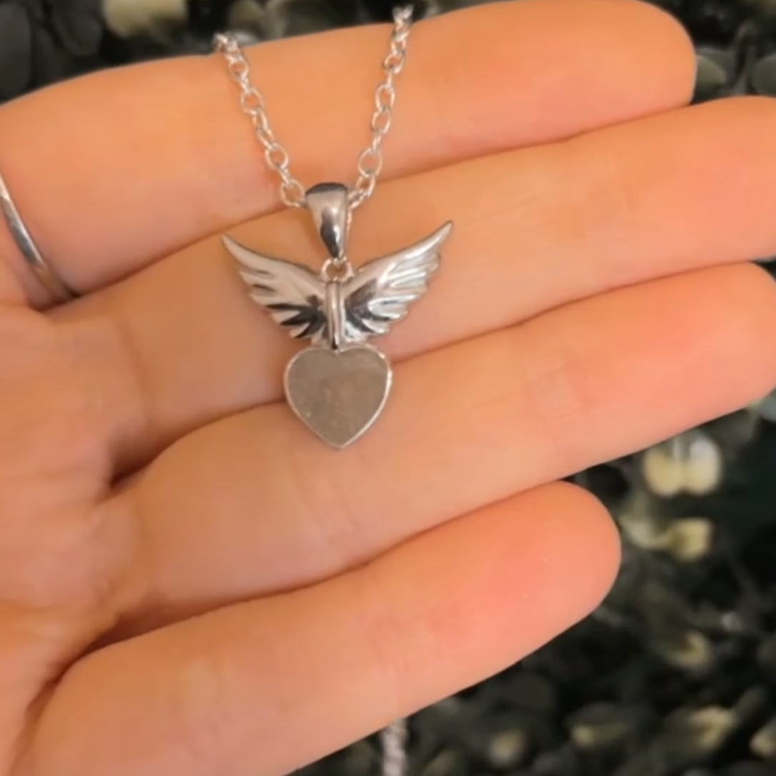 Angel Wings Heart Keepsake Necklace