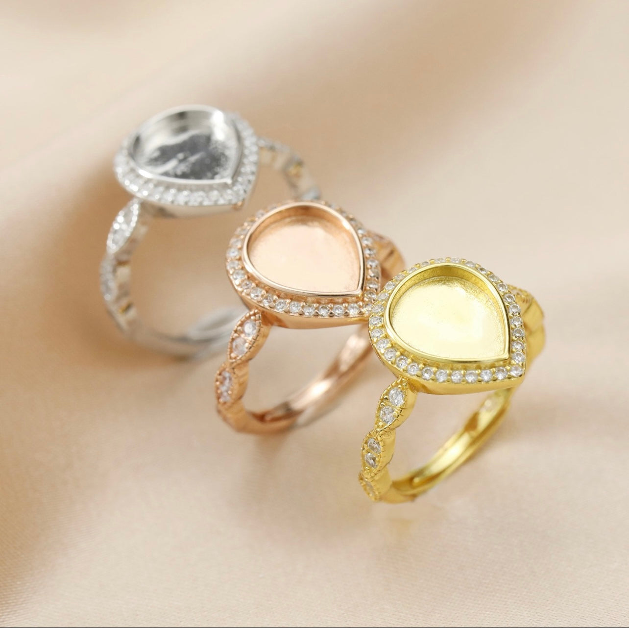 Teardrop Halo Keepsake Ring