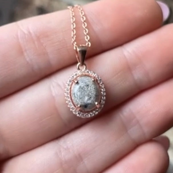 Oval Halo Keepsake Necklace