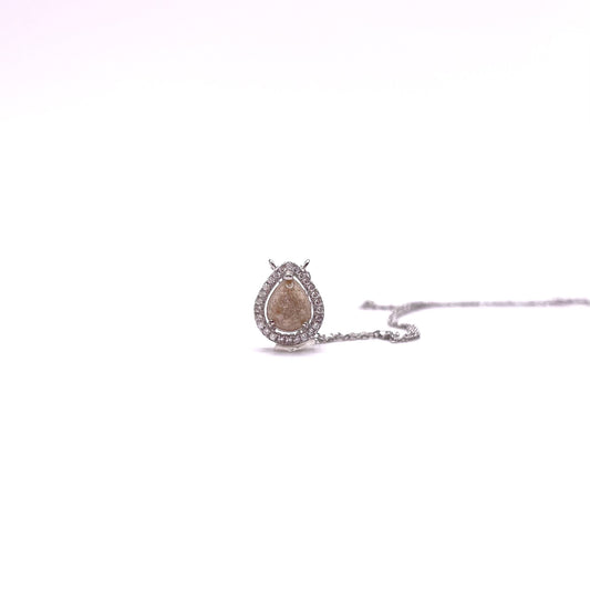 Simple Pear Halo Necklace